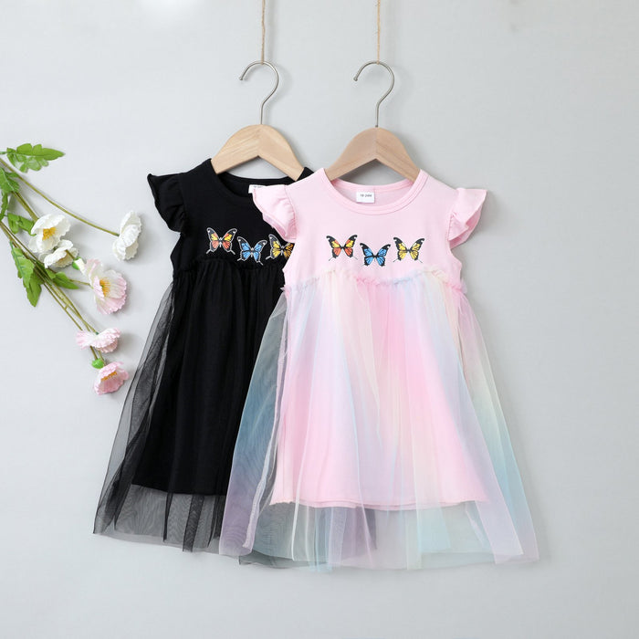 Solid Butterfly Dress rainbow mesh skirt