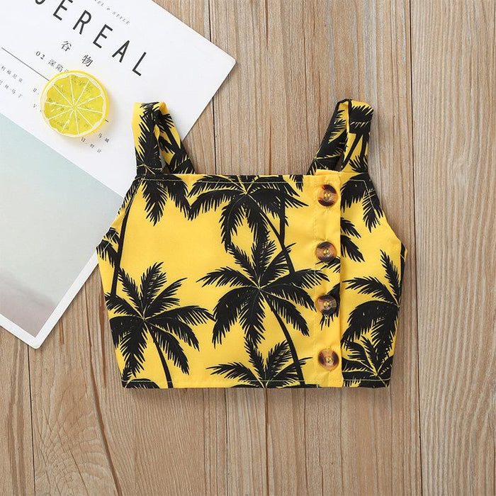 Children's sleeveless vest coconut Print Skirt Set