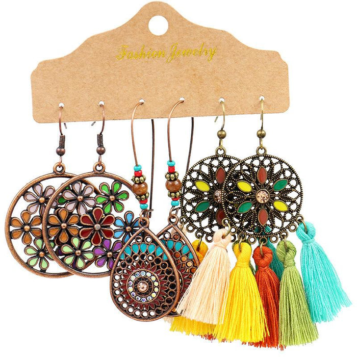 3 pairs/set Earrings Bohemian Style Jewelry X0X36205