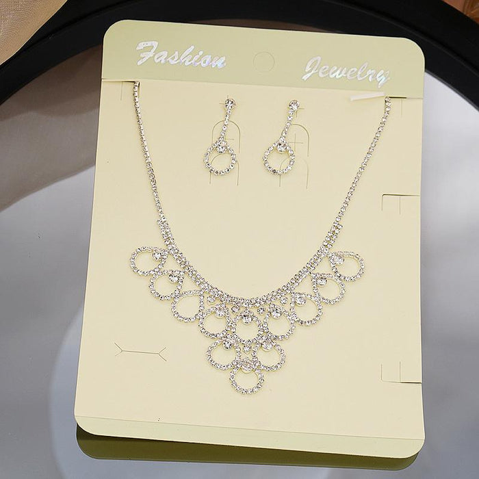 New Women's Fashion Rhinestone Necklace Earring Set