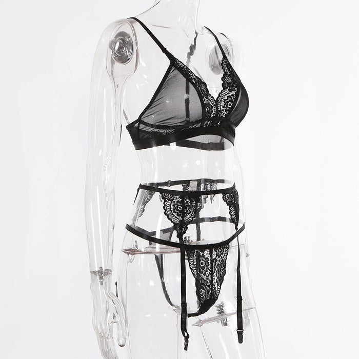 Women's Sexy Thin Lingerie Mesh Lace Underwear Set