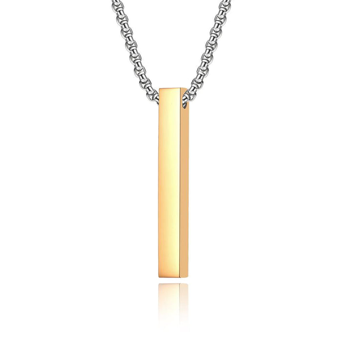 Trend Long Rectangular Geometric Titanium Steel Pendant Necklace