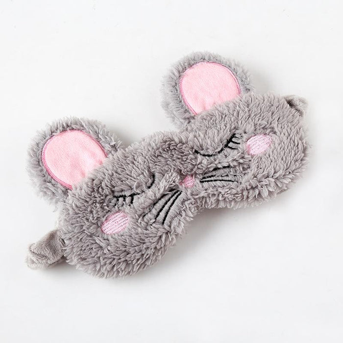 Cartoon Pink Plush Rabbit Three-dimensional Blindfold