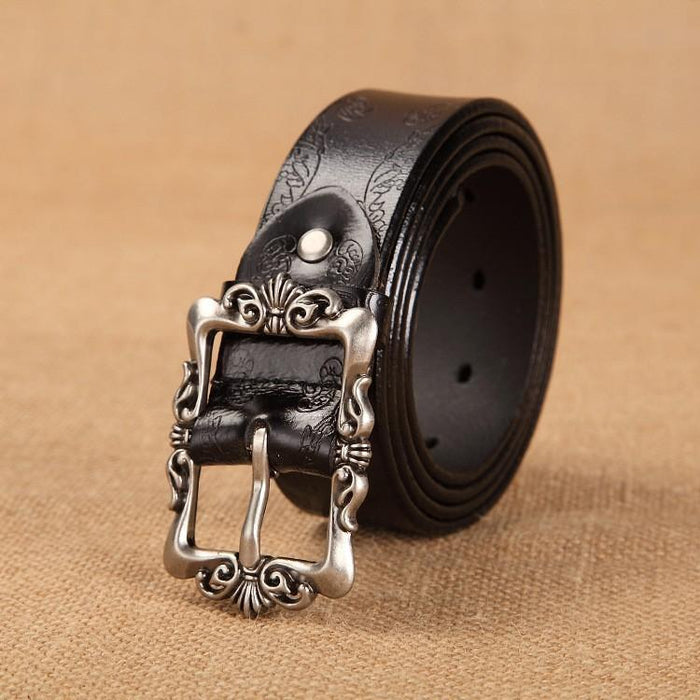 New Two-color Retro Embossed Wide Belt