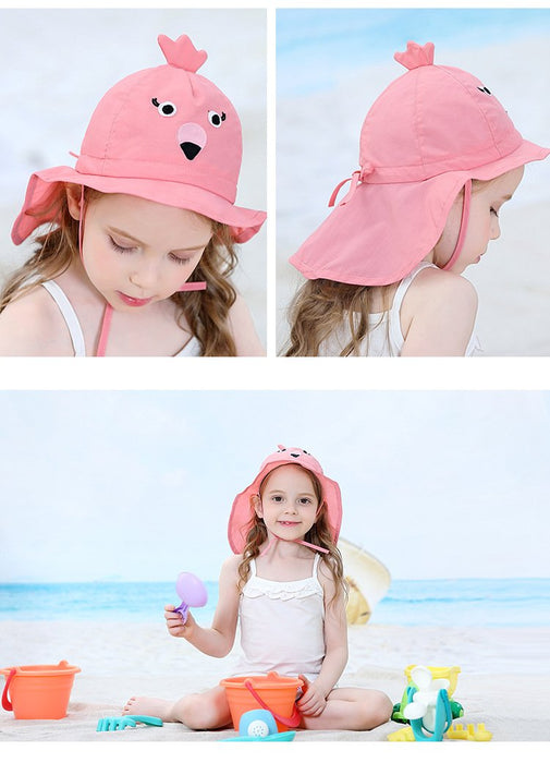 Cartoon Flamingo Outdoor Sunscreen Thin Children's Shawl Hat