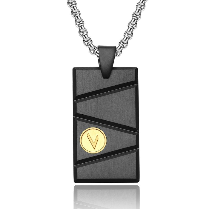 Men's Square Bevel Frosted Titanium Steel Pendant Necklace