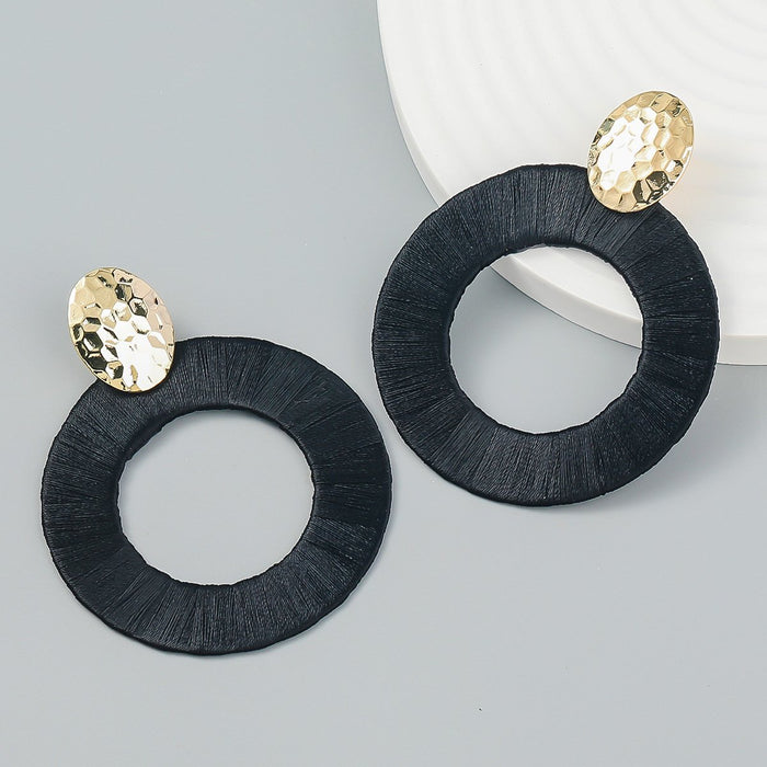 Exaggerated Large Round Braided Geometric Earrings