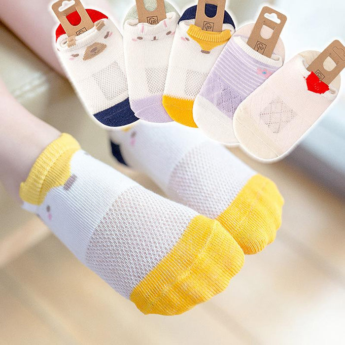 Spring Summer Children's Mesh Cartoon Cotton Boat Socks