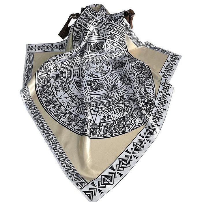 Retro Mysterious Compass Ancient Aztec National Style 90cm Square Towel