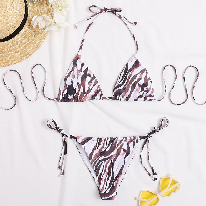 New Sexy Lace Up Leopard Split Bikini