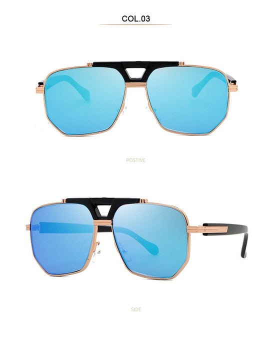 Men's and women's metal double beam Sunglasses