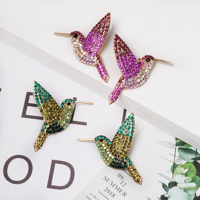 Personalized Women's Jewelry Bird Earrings Accessories Inlaid Rhinestone