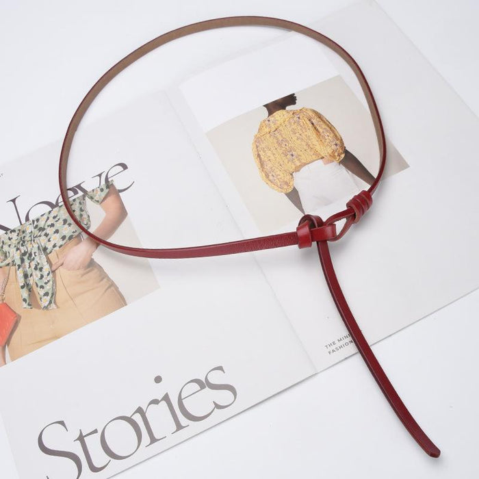 New Style Perforated Knotted Thin Belt, Versatile Small Suit Dress Accessories