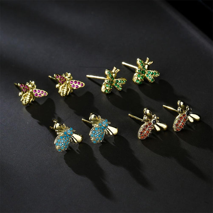 New Insect Series Gold Personalized Zircon Earrings