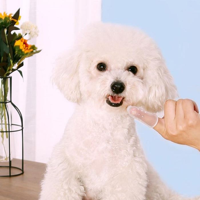 Super Soft Pet Finger Toothbrush Dog Brush Bad Breath Tartar Teeth Tool