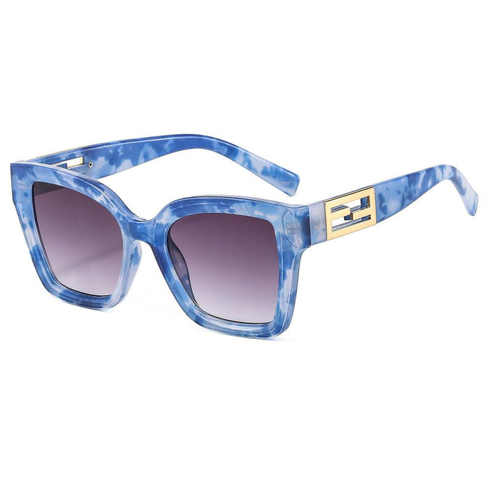 Metal square personalized stripe Sunglasses