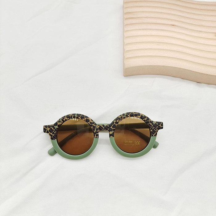 Round Frame Leopard Color Matching Children's Sunglasses