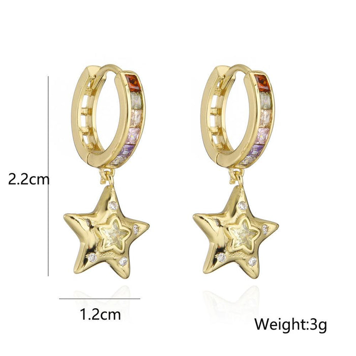 Fashion Niche Design Light Luxury Gold Color Zircon Women's Earrings