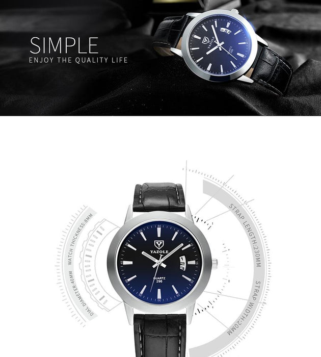 Top Brand Luxury YAZOLE Men Fashion Sport Quartz Wristwatch Clock Business Waterproof Watch