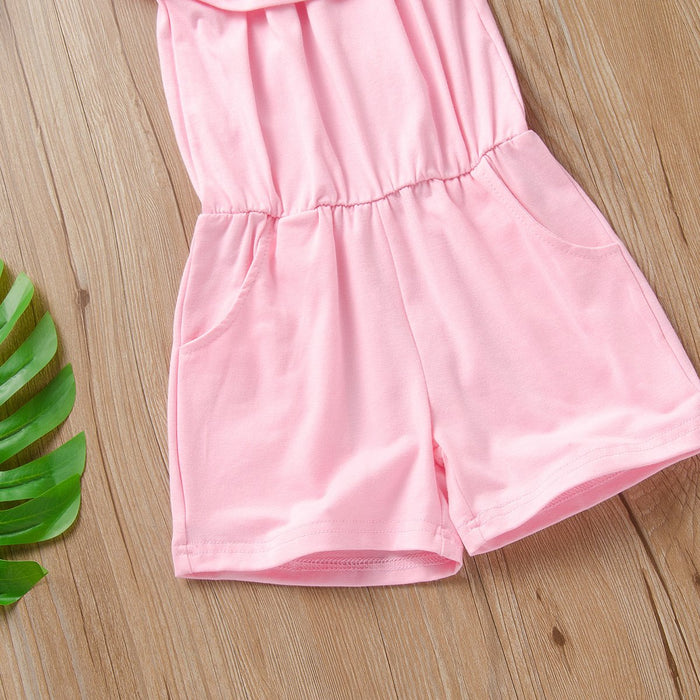 Solid colour lotus leaf collar Jumpsuit sleeveless Jumpsuit