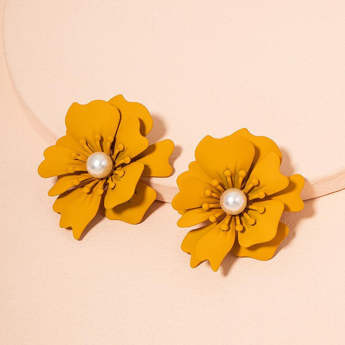 New Creative Fashion Solid Color Flower Earrings