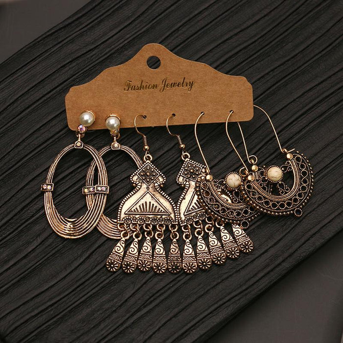 3 pairs/set Earrings Bohemian Style Jewelry  X0X36202