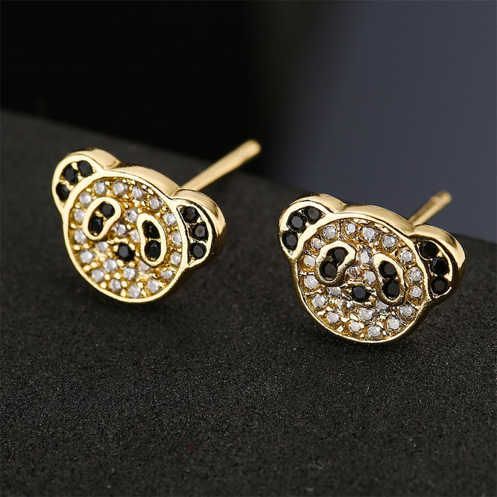 Fashion Personality Gold Color Zircon Cute Animal Stud Earrings