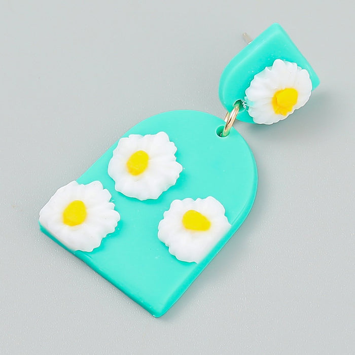 Trendy Simple Geometric Resin Daisy Earrings