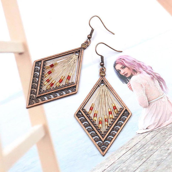 Vintage Fashion Drop Shaped Hand Woven Earrings