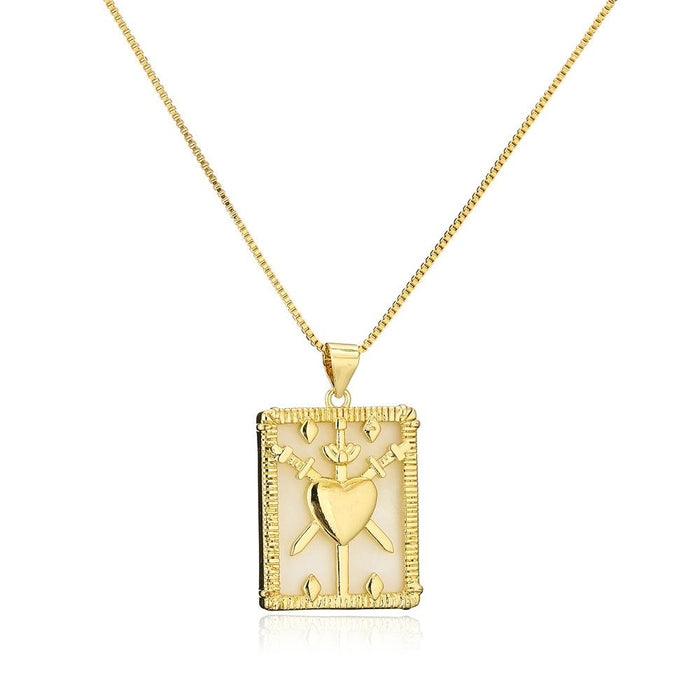 New Geometric Pendant Gold Color Zircon Necklace