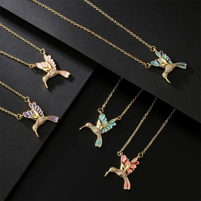 Fashion Drop Oil Personalized Flying Bird Pendant Necklace