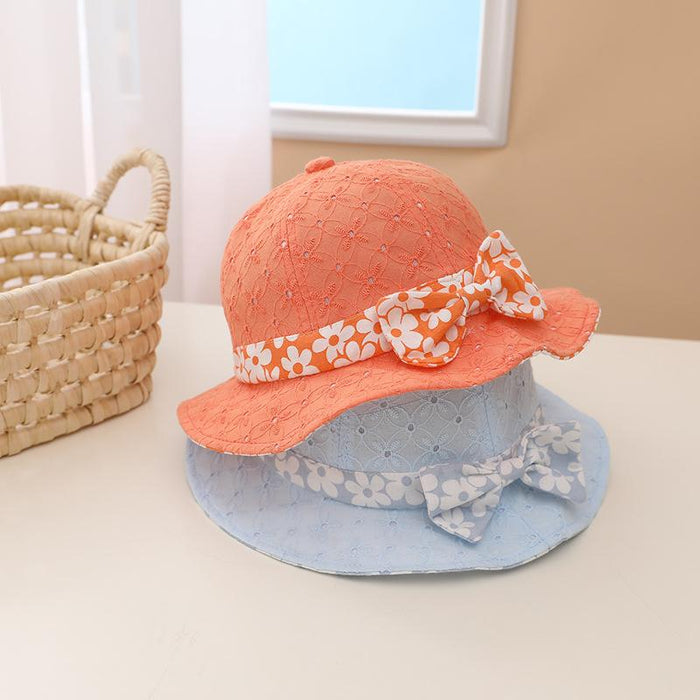 Summer Outdoor Windproof Shade Cute Bow Children's Fisherman Hat