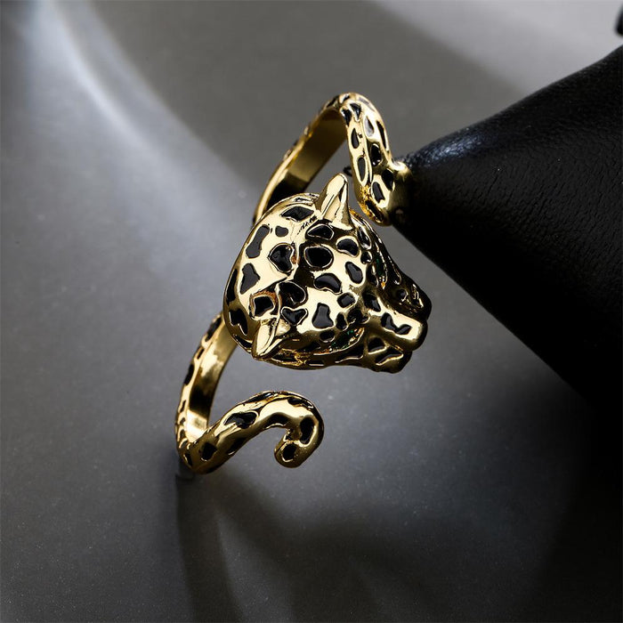 New Exaggerated Leopard Open Adjustable Gold Color Ring
