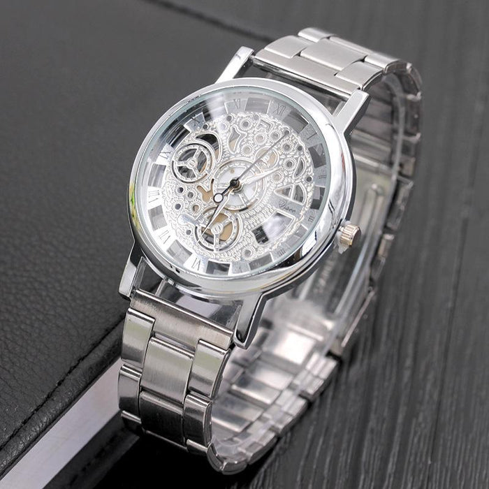 Hollow Design Steel Watches Men Quartz Wristwatch