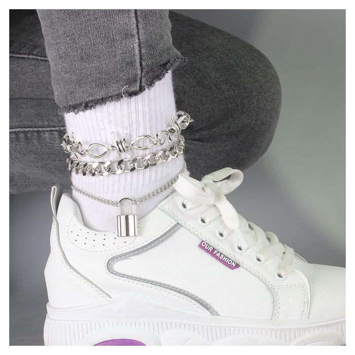 Mix and Match Punk Style Lock Bow Foot Ornament Temperament Female Foot Chain