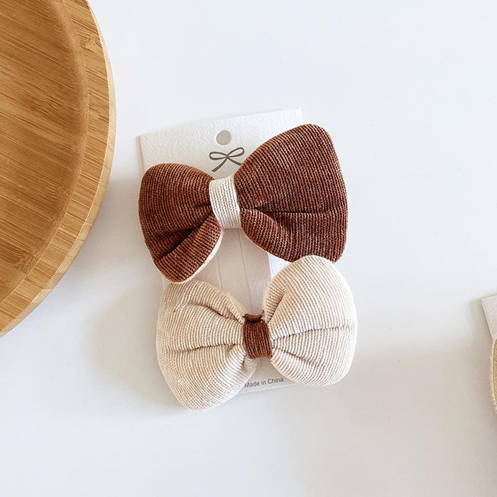 2 Milk Tea Cloth Bow Edge Clips