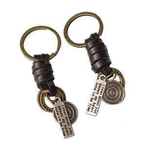 Vintage punk style leather metal Keychains creative small gift hand woven car Keychains pendant