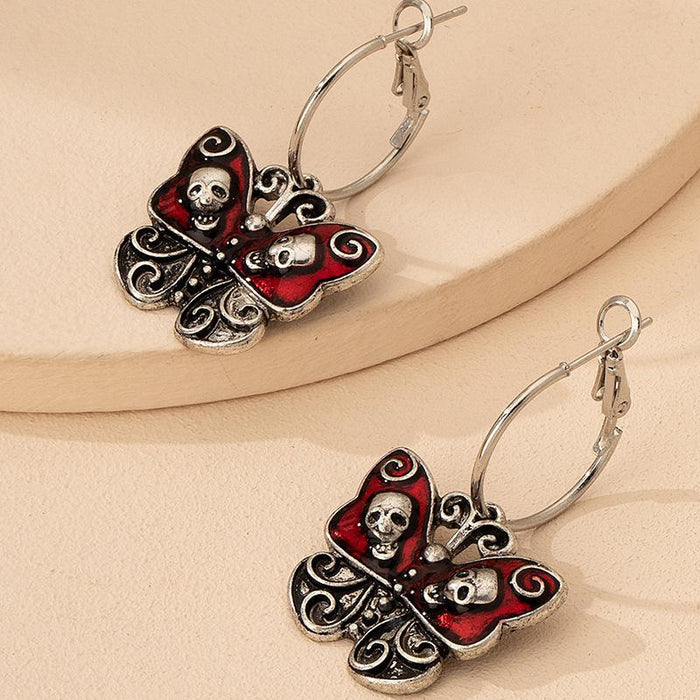 New Women's Earrings Butterfly Skull Personality Earrings