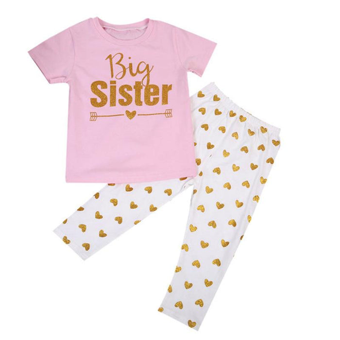Short sleeved trousers sisters love children's wear