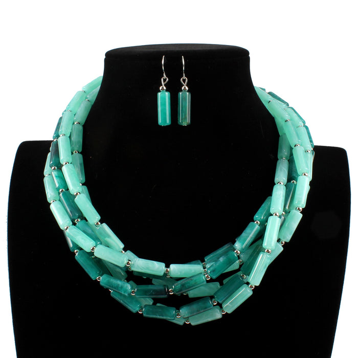 Female Jewelry Two-color Cylindrical Necklace