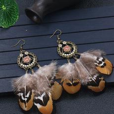 Women's Creative Popular Feather Alloy Earrings Jewelry