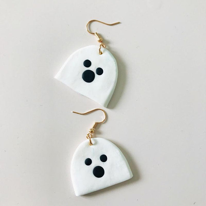 Creative Ghost Soft Ceramic Earrings Eyes Moon Clay Clay Student Earrings