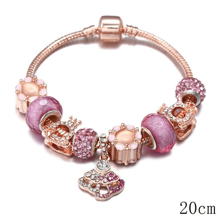 Rose Gold Beaded Pendant DIY Alloy Big Hole Bead Bracelet