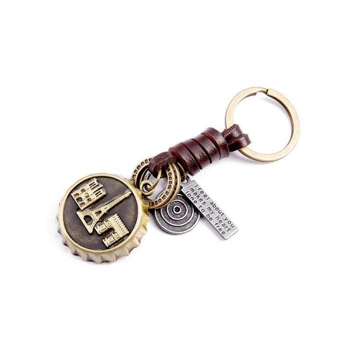 Vintage Keychains punk leather metal Keychains creative personality Keychains