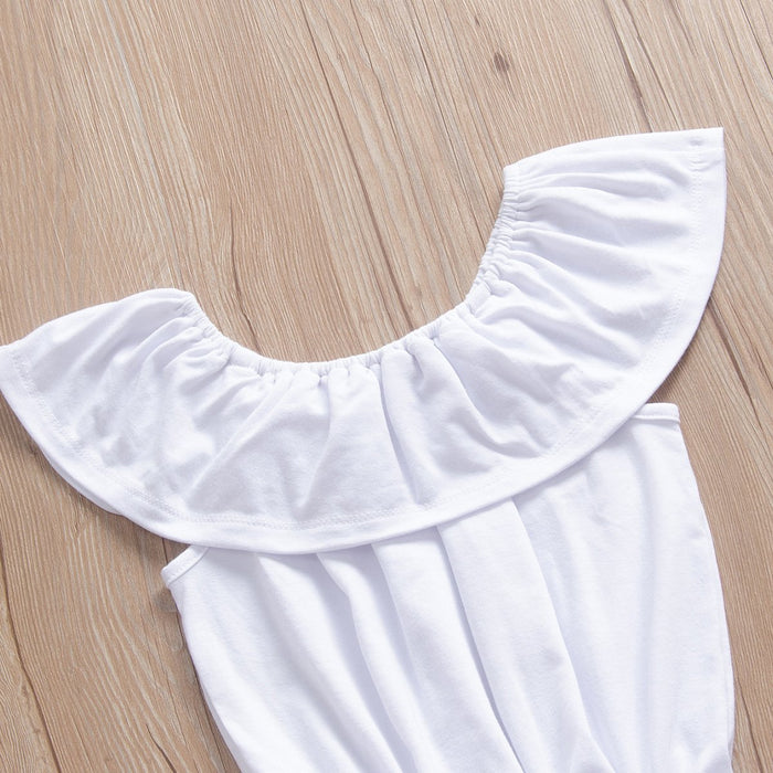 Solid colour lotus leaf collar Jumpsuit sleeveless Jumpsuit