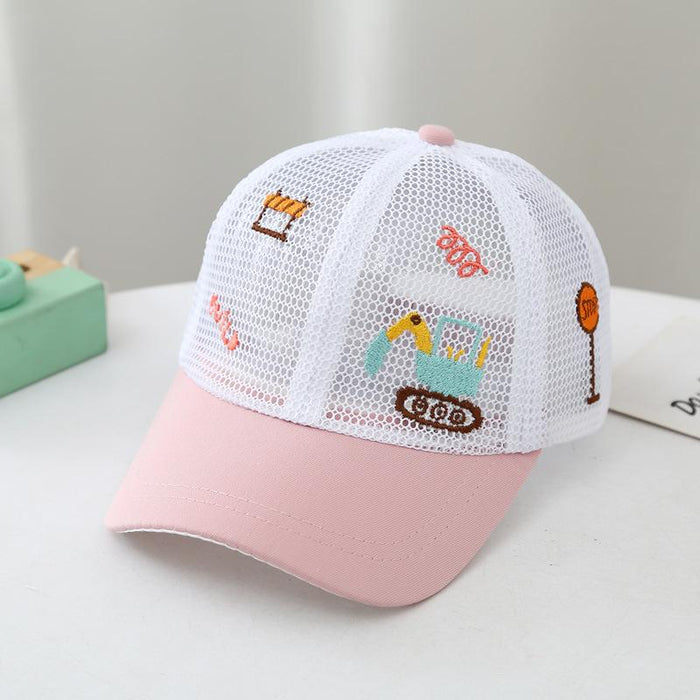 Children's Summer Cartoon Small Excavator Sunshade Net Cap