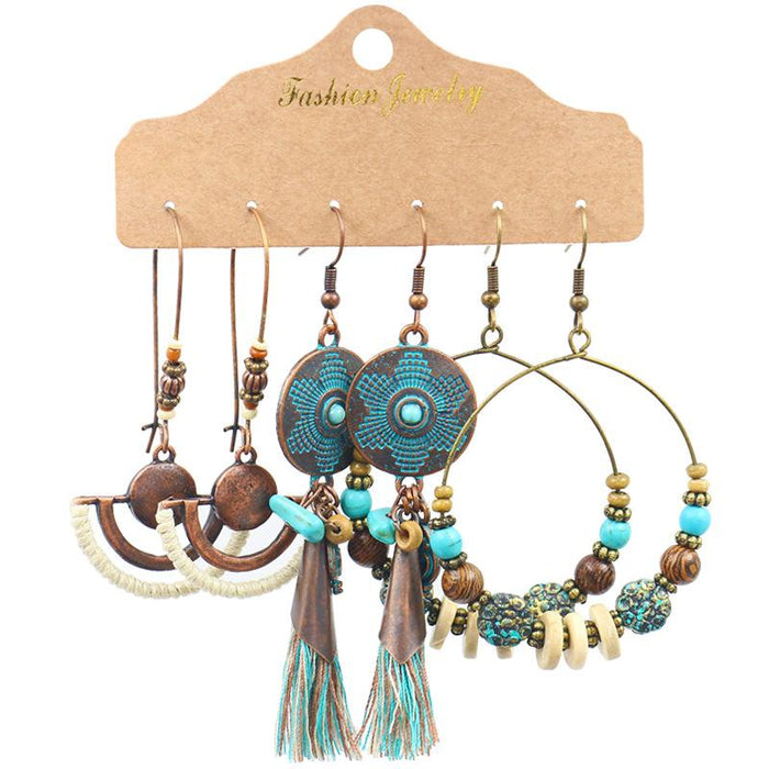 3 pairs/set Earrings Bohemian Style Jewelry X0X36206