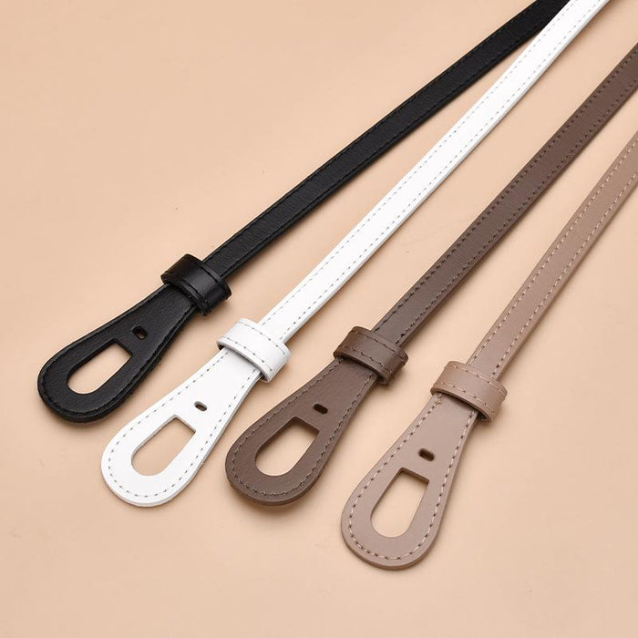 New Women's Leather Thin Belt Non Perforated Design Dress Accessories