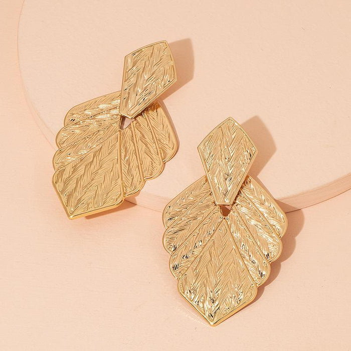 New Exaggerated Irregular Vintage Leaf Texture Earrings