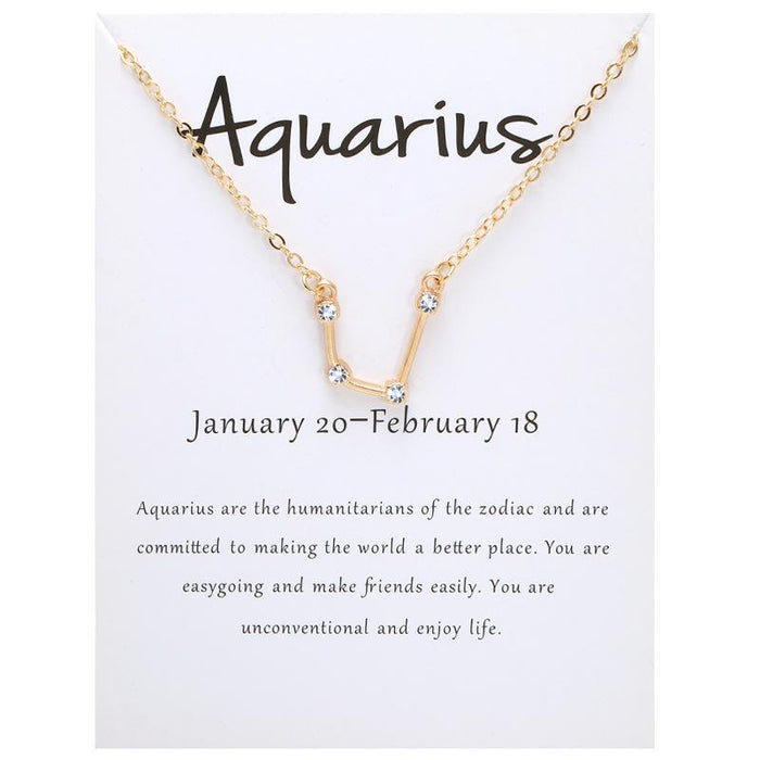 Twelve Constellations Diamond Inlaid Card Clavicle Chain